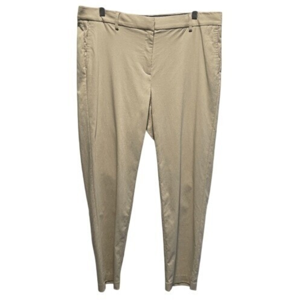 J.Jill Wearever Refined Woven Tan‎ Stretch Trousers Slim Straight Size 14